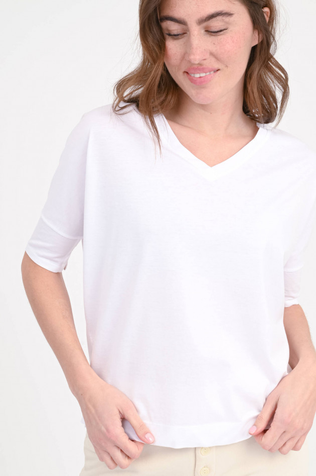 Love Joy Victory T-Shirt DAHLIA mit V-Neck in Weiß