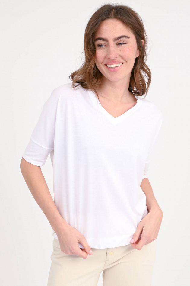 Love Joy Victory T-Shirt DAHLIA mit V-Neck in Weiß