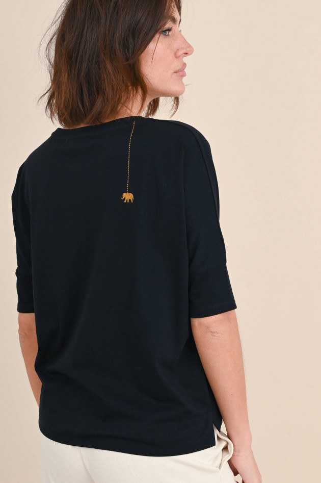 Love Joy Victory Lockeres Baumwoll Shirt in Schwarz