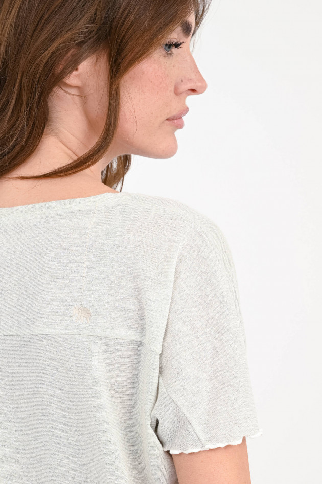 Love Joy Victory Glitzer-Shirt ADELA mit Rüschen-Saum in Silber