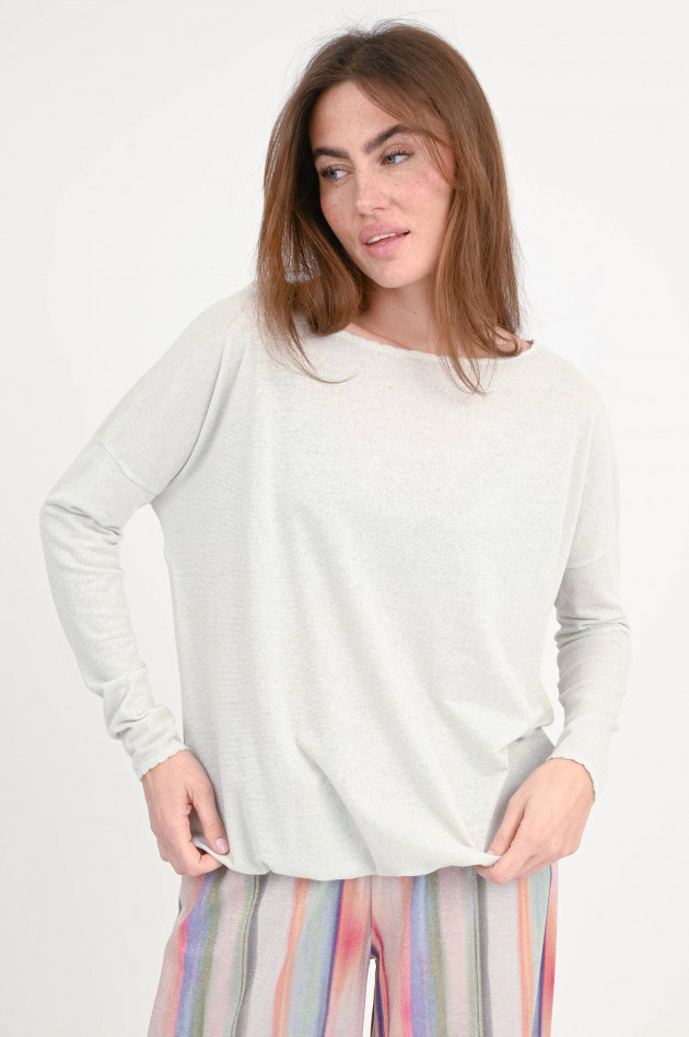 Love Joy Victory Pailletten-Shirt MELINA mit Elastikbund in Silber