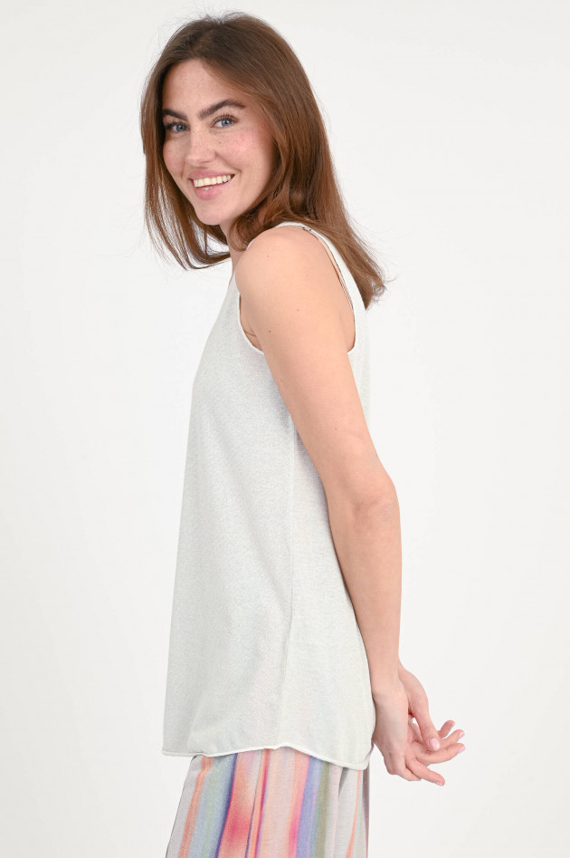 Love Joy Victory Glitzer-Top LUA mit V-Neck in Silber