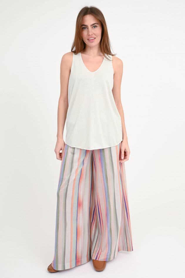 Love Joy Victory Glitzer-Top LUA mit V-Neck in Silber