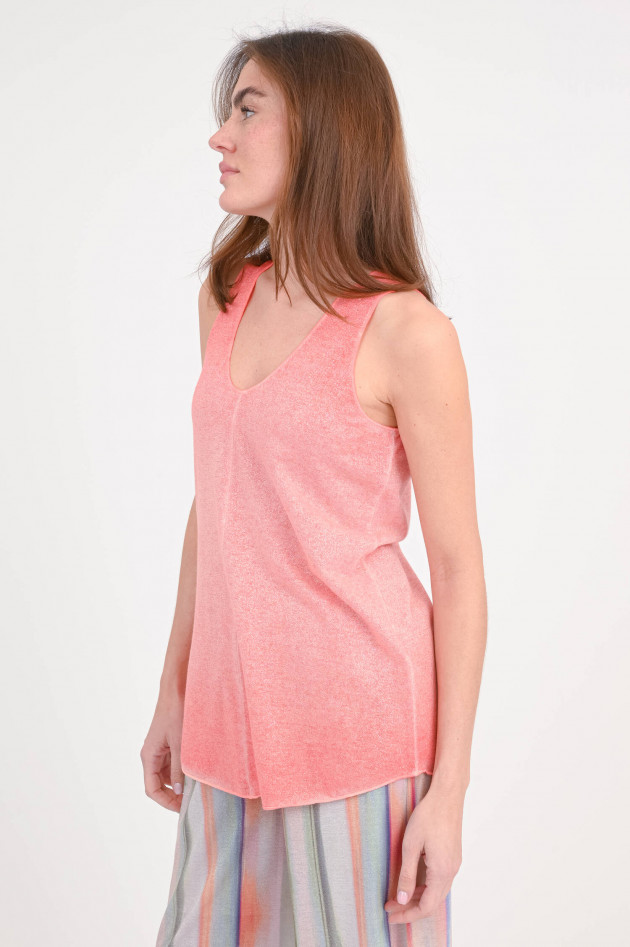 Love Joy Victory Glitzer-Top LUA mit V-Neck in Koralle