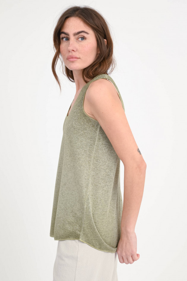 Love Joy Victory Glitzer-Top LUA mit V-Neck in Dark Green