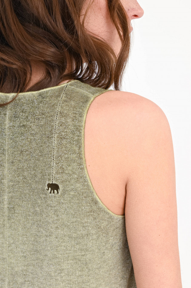 Love Joy Victory Glitzer-Top LUA mit V-Neck in Dark Green