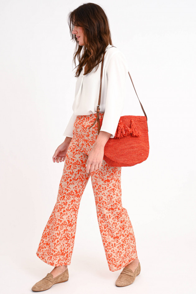 Lu Li Lina Gemusterte Seidenhose NORA in Orange/Beige