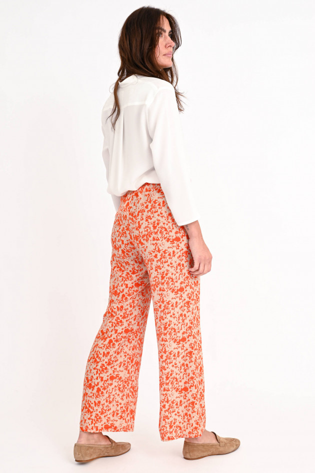 Lu Li Lina Gemusterte Seidenhose NORA in Orange/Beige