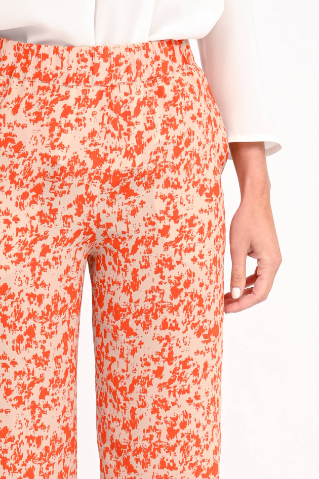 Lu Li Lina Gemusterte Seidenhose NORA in Orange/Beige