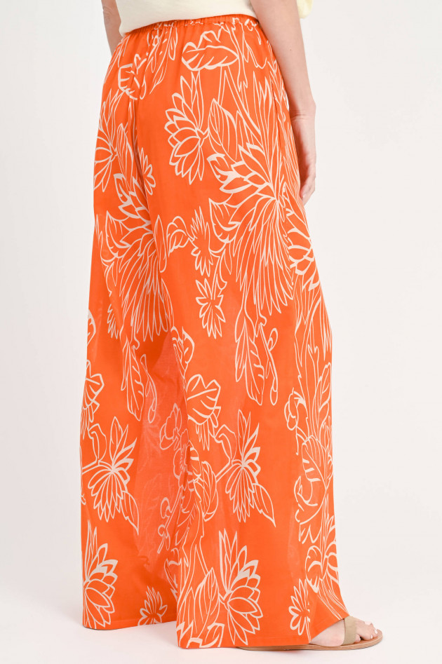 Lu Li Lina Baumwollhose mit Blumenmuster in Orange/Weiß