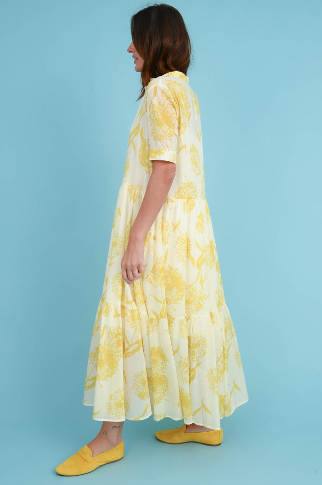 Lu Li Lina Kleid mit Volants in Weiß/Gelb