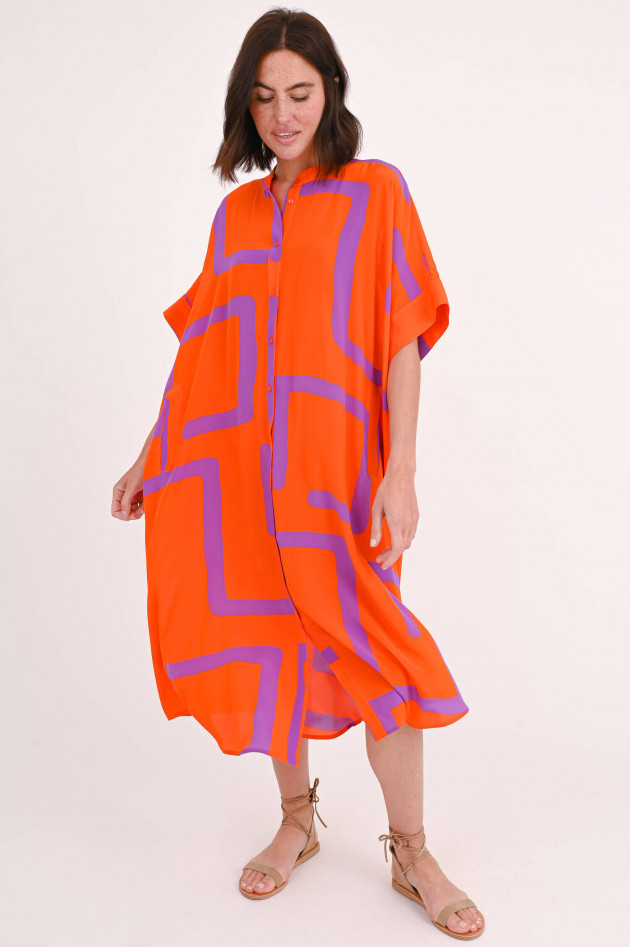 Lu Li Lina Seidenkleid gemustert in Orange/Lila