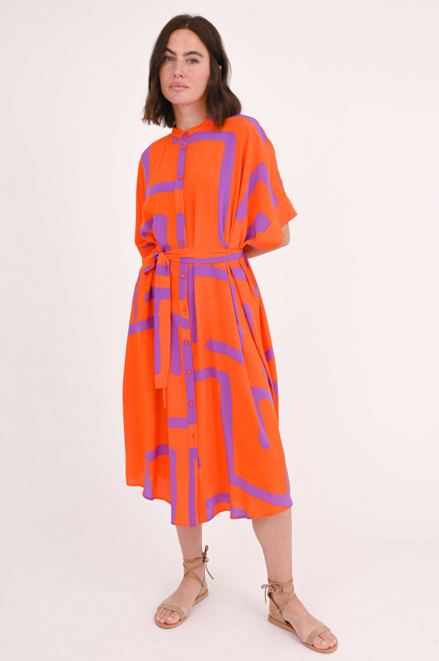 Lu Li Lina Seidenkleid gemustert in Orange/Lila