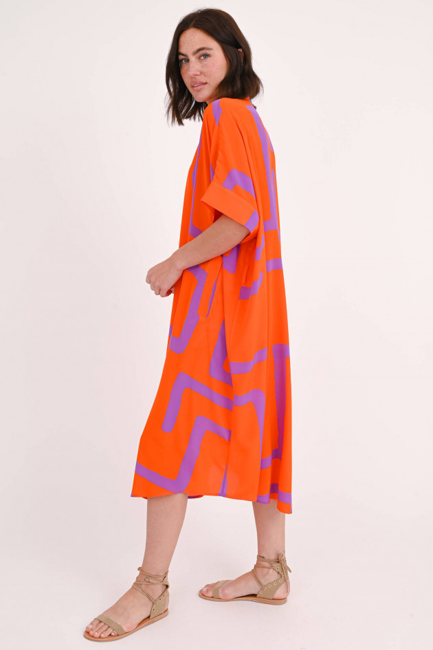 Lu Li Lina Seidenkleid gemustert in Orange/Lila