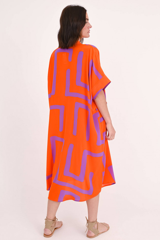 Lu Li Lina Seidenkleid gemustert in Orange/Lila