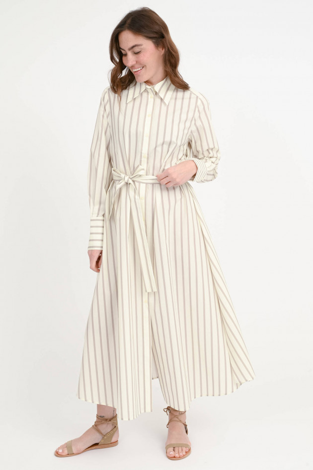 Lu Li Lina Maxi-Hemdblusenkleid in Taupe/Creme gestreift