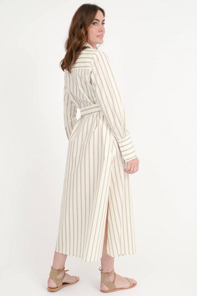 Lu Li Lina Maxi-Hemdblusenkleid in Taupe/Creme gestreift
