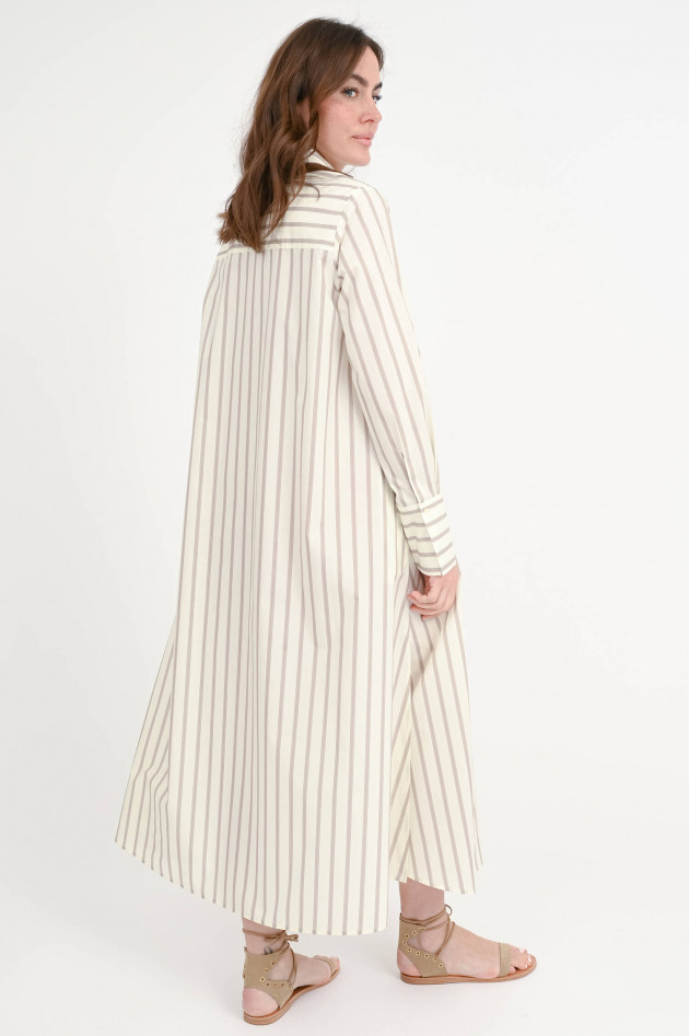 Lu Li Lina Maxi-Hemdblusenkleid in Taupe/Creme gestreift