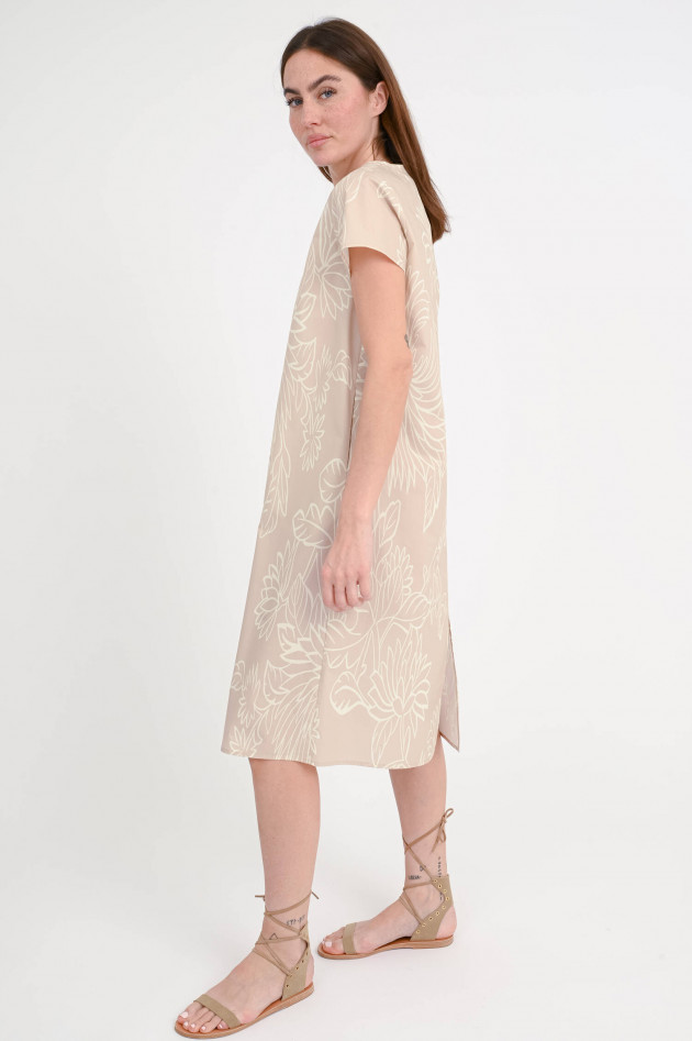 Lu Li Lina Baumwollkleid in Egg-Shape in Beige/Weiß gemustert