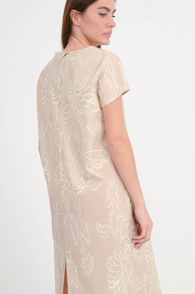 Lu Li Lina Baumwollkleid in Egg-Shape in Beige/Weiß gemustert