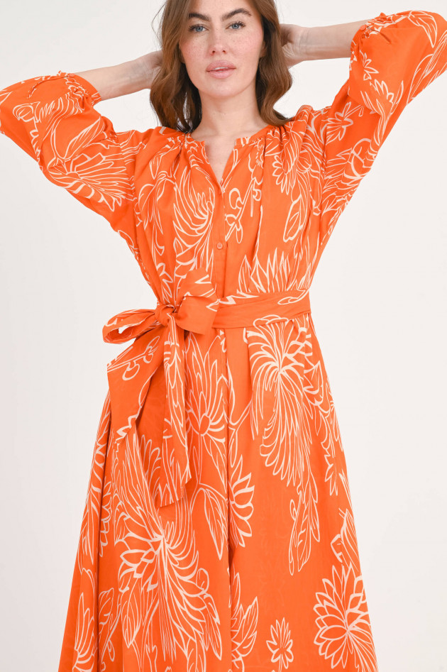 Lu Li Lina Maxi-Kleid AUA mit blumenmuster in Orange/Weiß