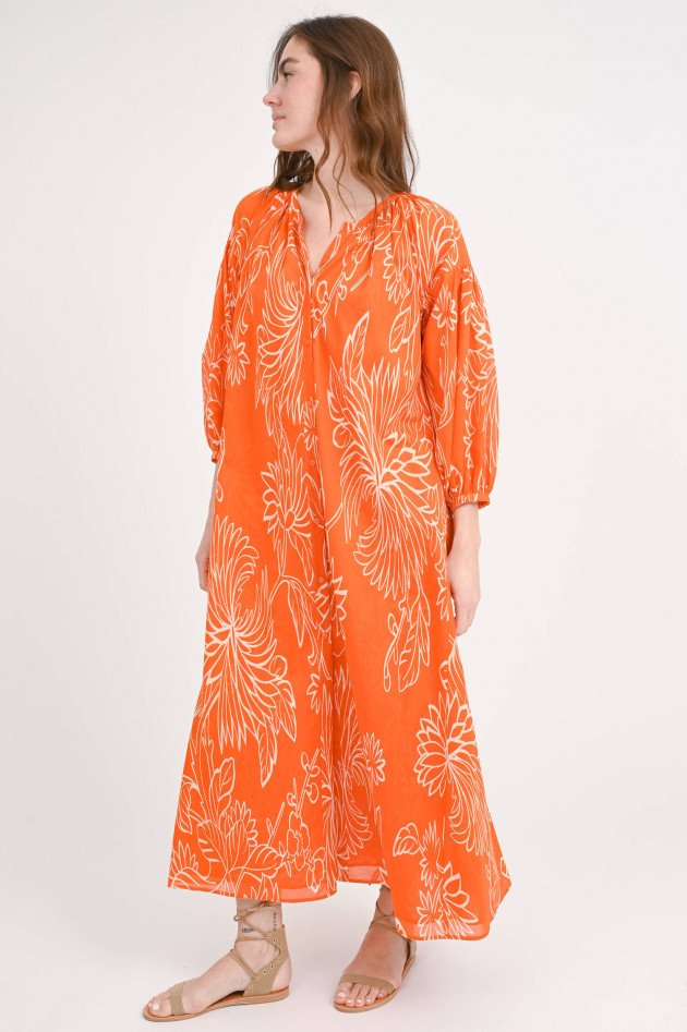 Lu Li Lina Maxi-Kleid AUA mit blumenmuster in Orange/Weiß