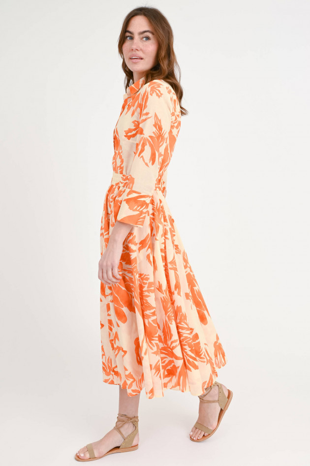 Lu Li Lina Gemustertes Maxi-Kleid in Creme/Orange