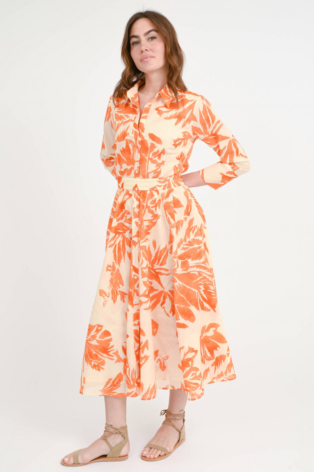 Lu Li Lina Gemustertes Maxi-Kleid in Creme/Orange