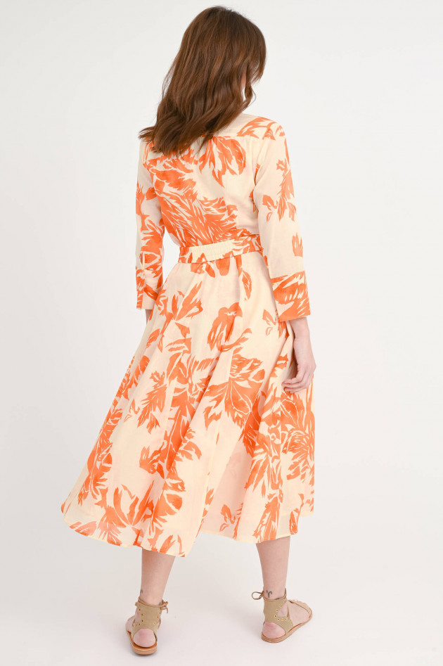 Lu Li Lina Gemustertes Maxi-Kleid in Creme/Orange