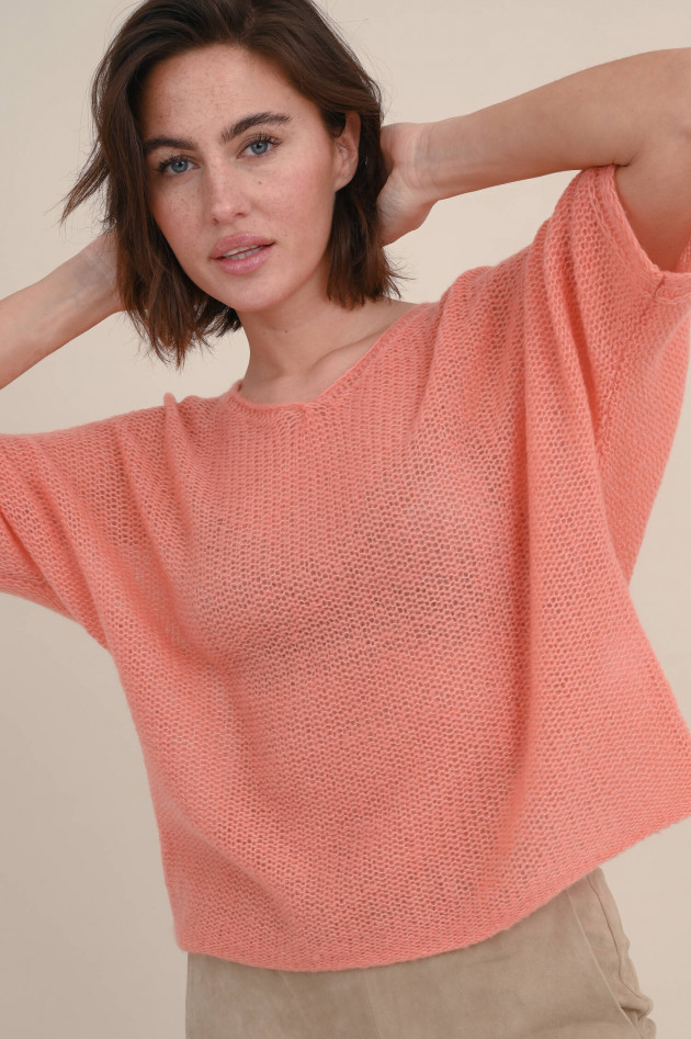 Lu Ren Pullover BROOKE aus Cashmere-Seiden-Mix in Koralle