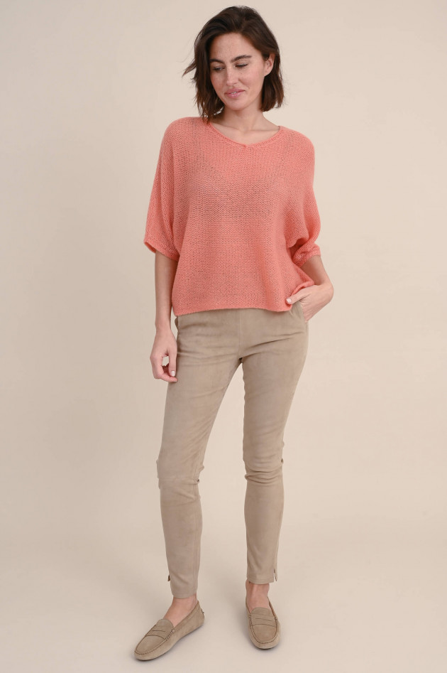 Lu Ren Pullover BROOKE aus Cashmere-Seiden-Mix in Koralle