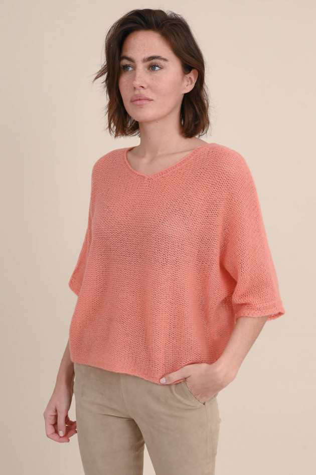 Lu Ren Pullover BROOKE aus Cashmere-Seiden-Mix in Koralle