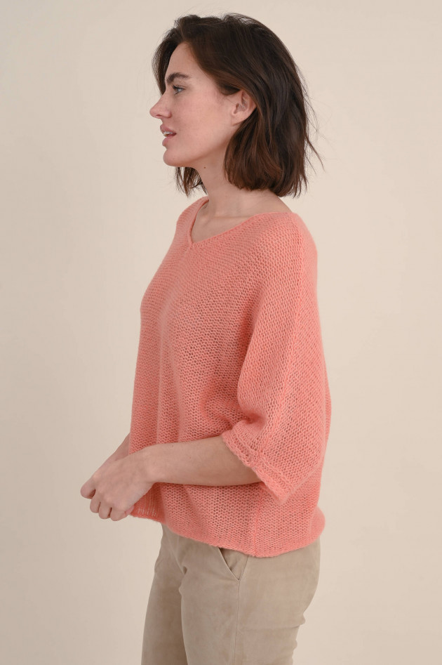 Lu Ren Pullover BROOKE aus Cashmere-Seiden-Mix in Koralle