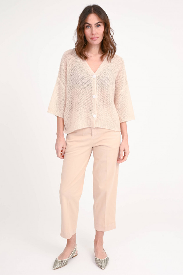 Lu Ren Cashmere-Mix Strickweste mit V-Ausschnitt in Nude