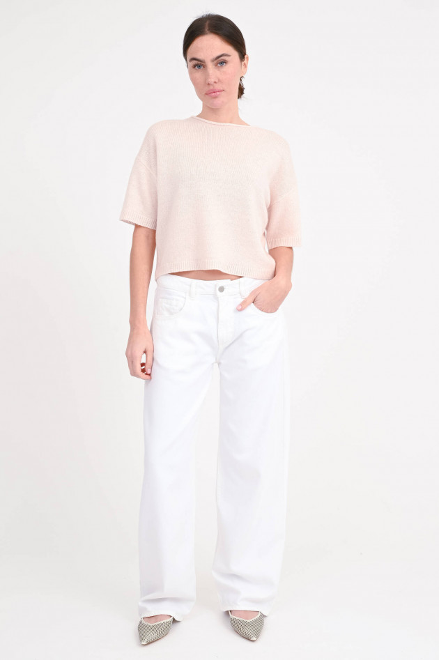 Lu Ren Kurzarm-Pullover NAARA aus Leinen-Cashmere in Rose