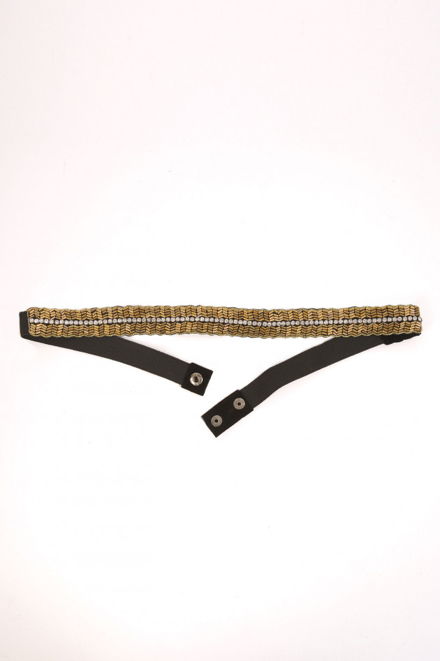 Lua Accessories Stretchgürtel mit Schmucksteinbesatz in Silber/Grau