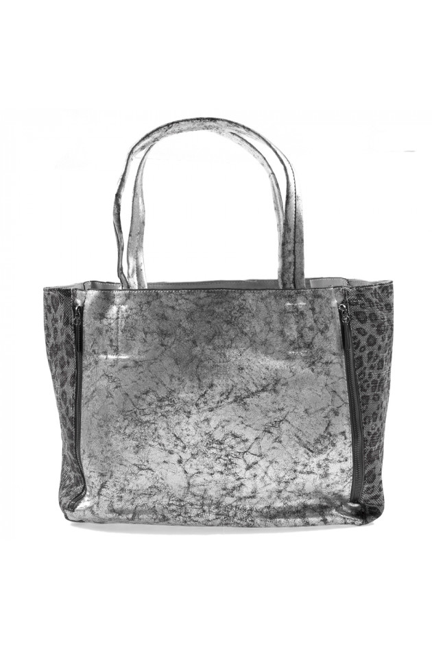 Lua Accessories Handtasche Leoprint Grau