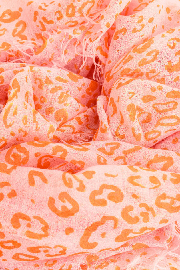 Mala Alisha Cashmere Schal mit Leo-Muster in Rosa/Orange