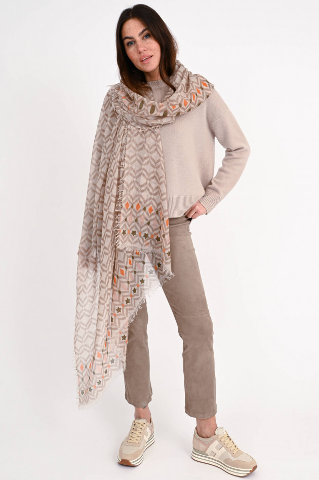 Mala Alisha Cashmere-Schal CLUB in Beige/Taupe