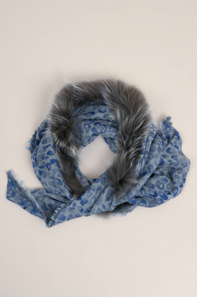 Mala Alisha Schal mit Fellbesatz in Blau