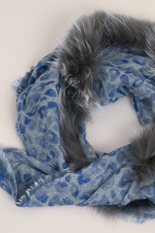 Mala Alisha Schal mit Fellbesatz in Blau