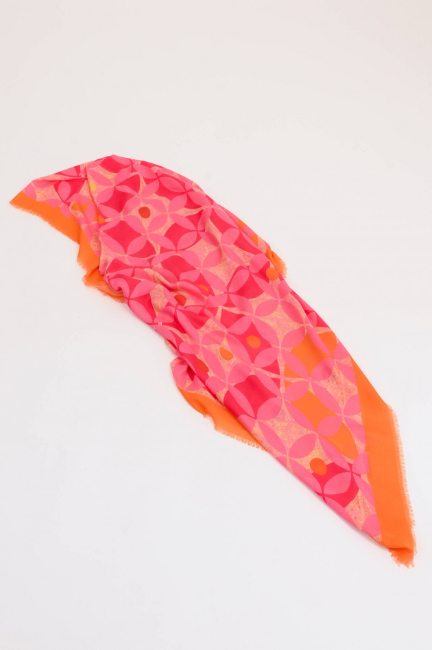 Mala Alisha Tuch BEACHCOMBER mit Blättermotiv in Orange/Pink