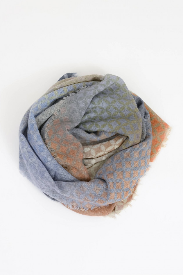 Mala Alisha Woll-Schal LIBERTY in Blau/Braun gemustert