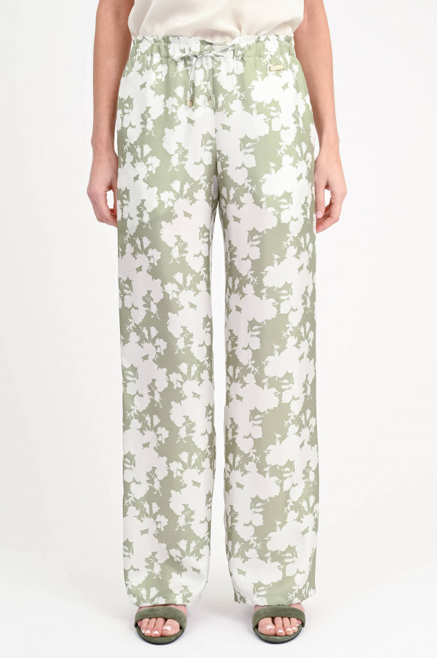 Manzoni 24 Seidenhose mit Blumenmuster in Eucalyptus