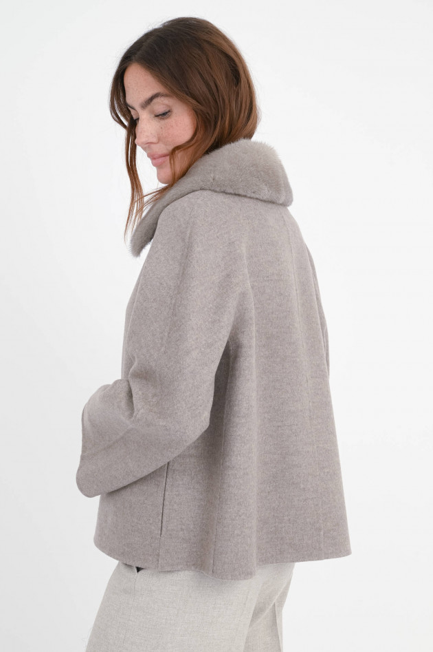 Manzoni 24 Cashmere-Mix-Jacke mit Fellkragen in Taupe