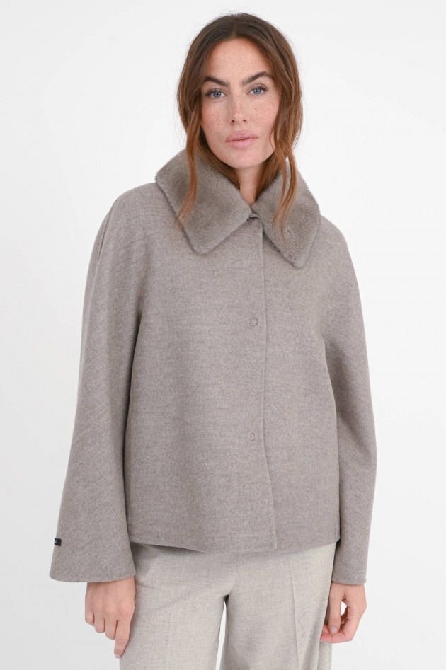 Manzoni 24 Cashmere-Mix-Jacke mit Fellkragen in Taupe