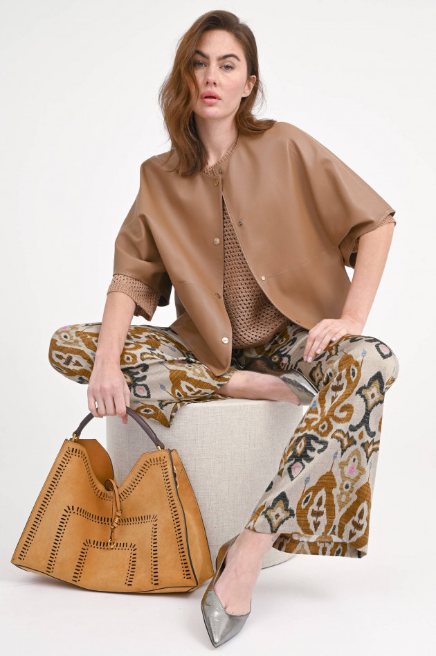 Manzoni 24 Kurzarm Lederjacke/Cape in Caramel