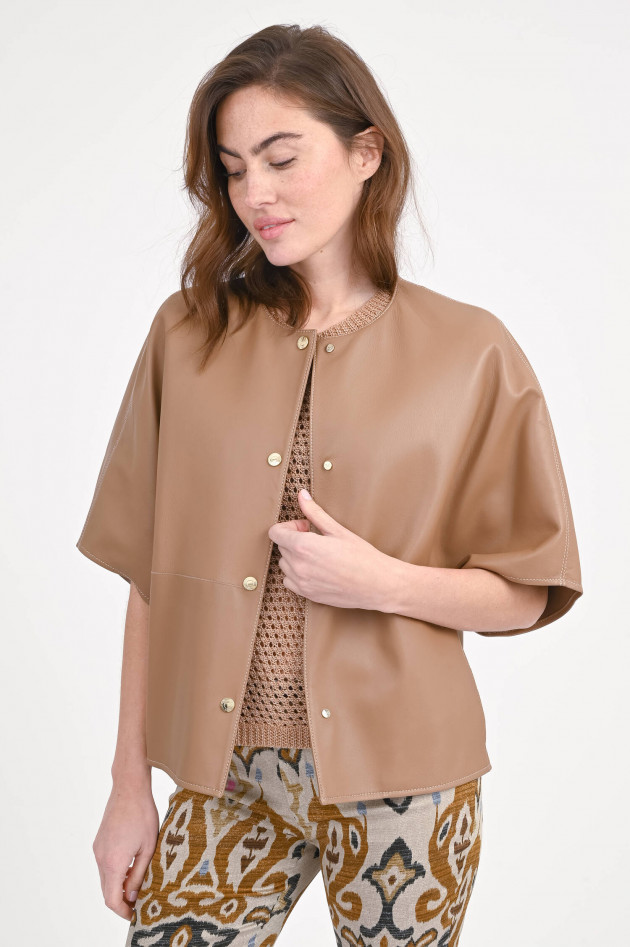 Manzoni 24 Kurzarm Lederjacke/Cape in Caramel