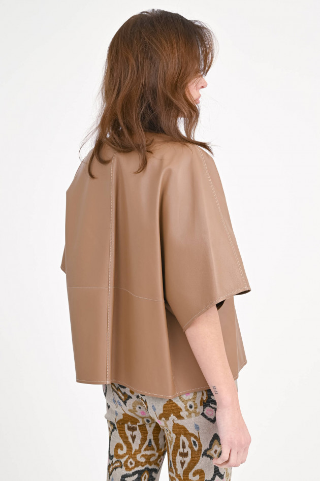 Manzoni 24 Kurzarm Lederjacke/Cape in Caramel