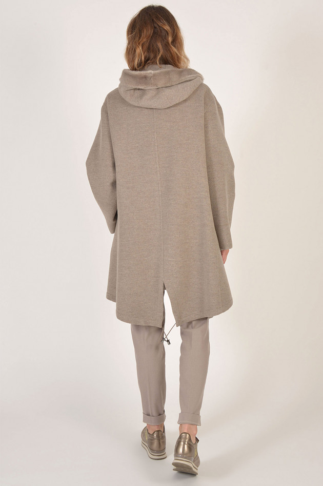 Manzoni 24 Cashmere - Wollmantel mit Nerzbesatz in Taupe